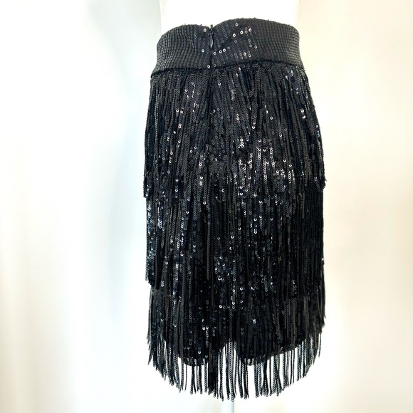 NWT 12th Tribe Festival Black Fringe Sequence Skirt - Picture 6 of 13